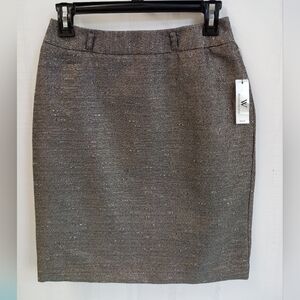 Worthington Womens Pencil Straight Silver Metallic Black/White Skirt 2P